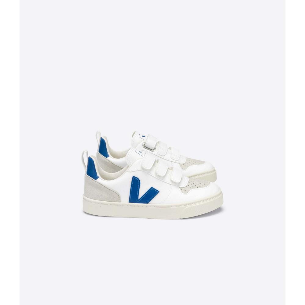 Veja V-10 CWL Kids\' Shoes White Indigo | NZ 776JPQ